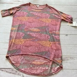NEW Lularoe SS Tunic Irma Top Sz XS Poly Cotton Rayon Spandex Bust